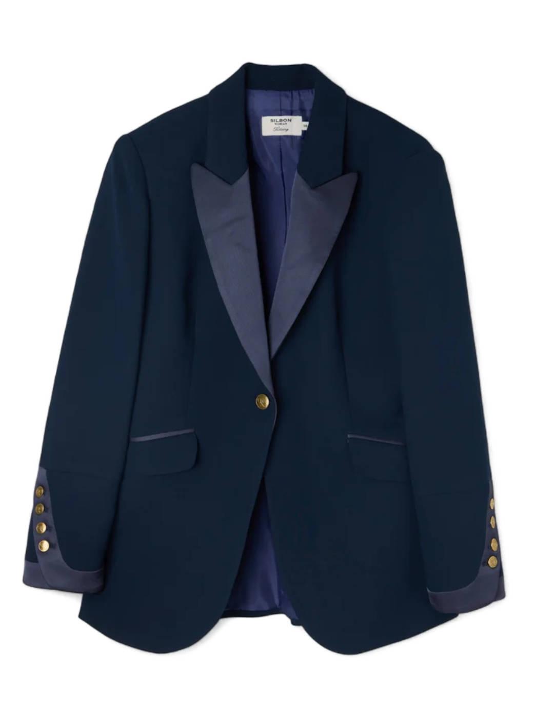 Americana Silbon clásica satén marino Regular fit para mujer