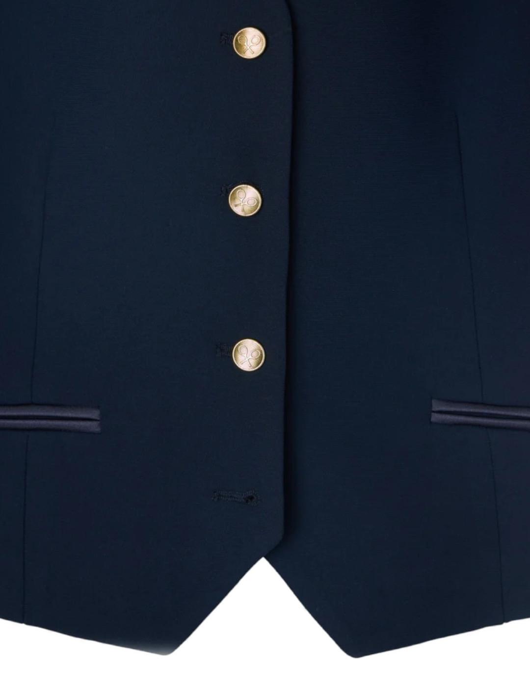 Chaleco Silbon clásico detalles saten marino para mujer