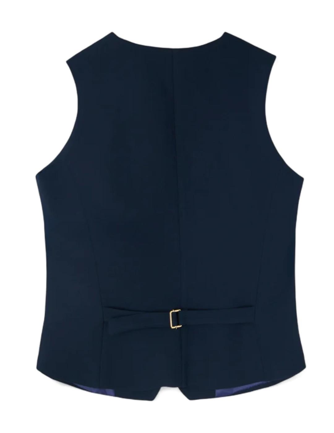 Chaleco Silbon clásico detalles saten marino para mujer