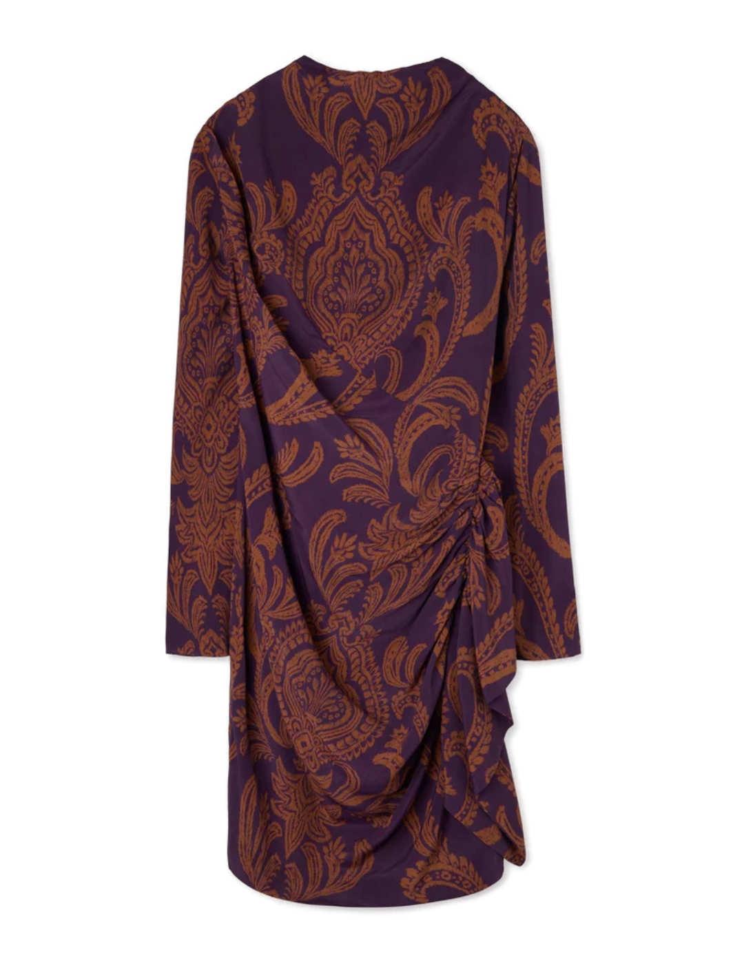 Vestido Silbon estampado morado y camel manga larga de mujer