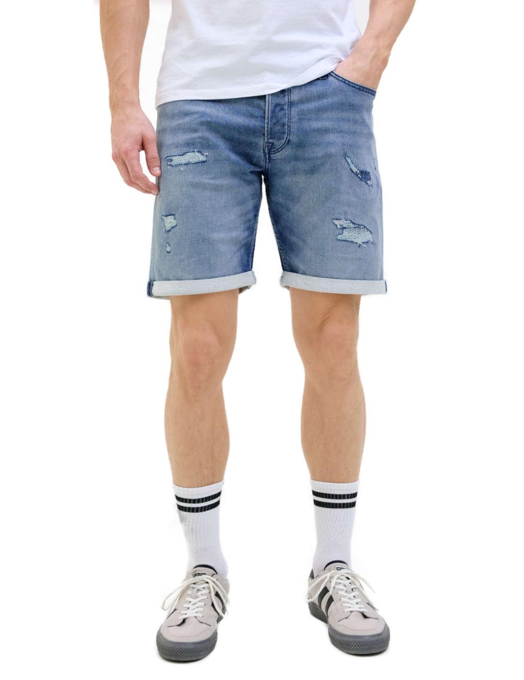 Bermuda Jack&Jones Rick vaquero azul medio rotos para hombre