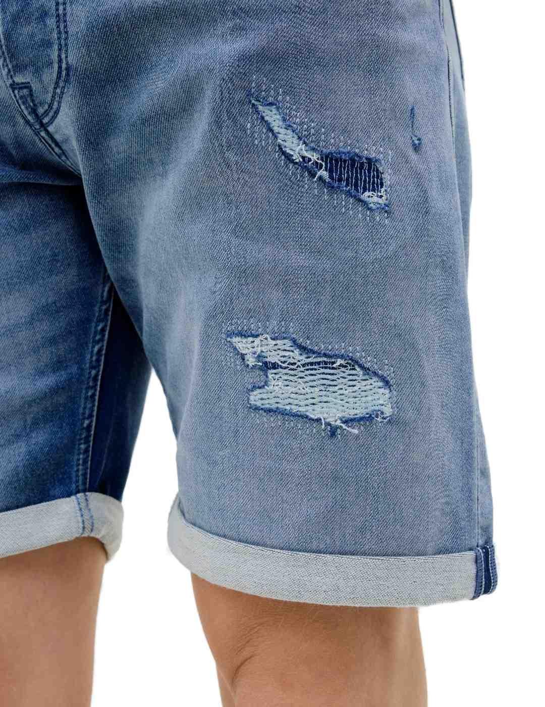 Bermuda Jack&Jones Rick vaquero azul medio rotos para hombre