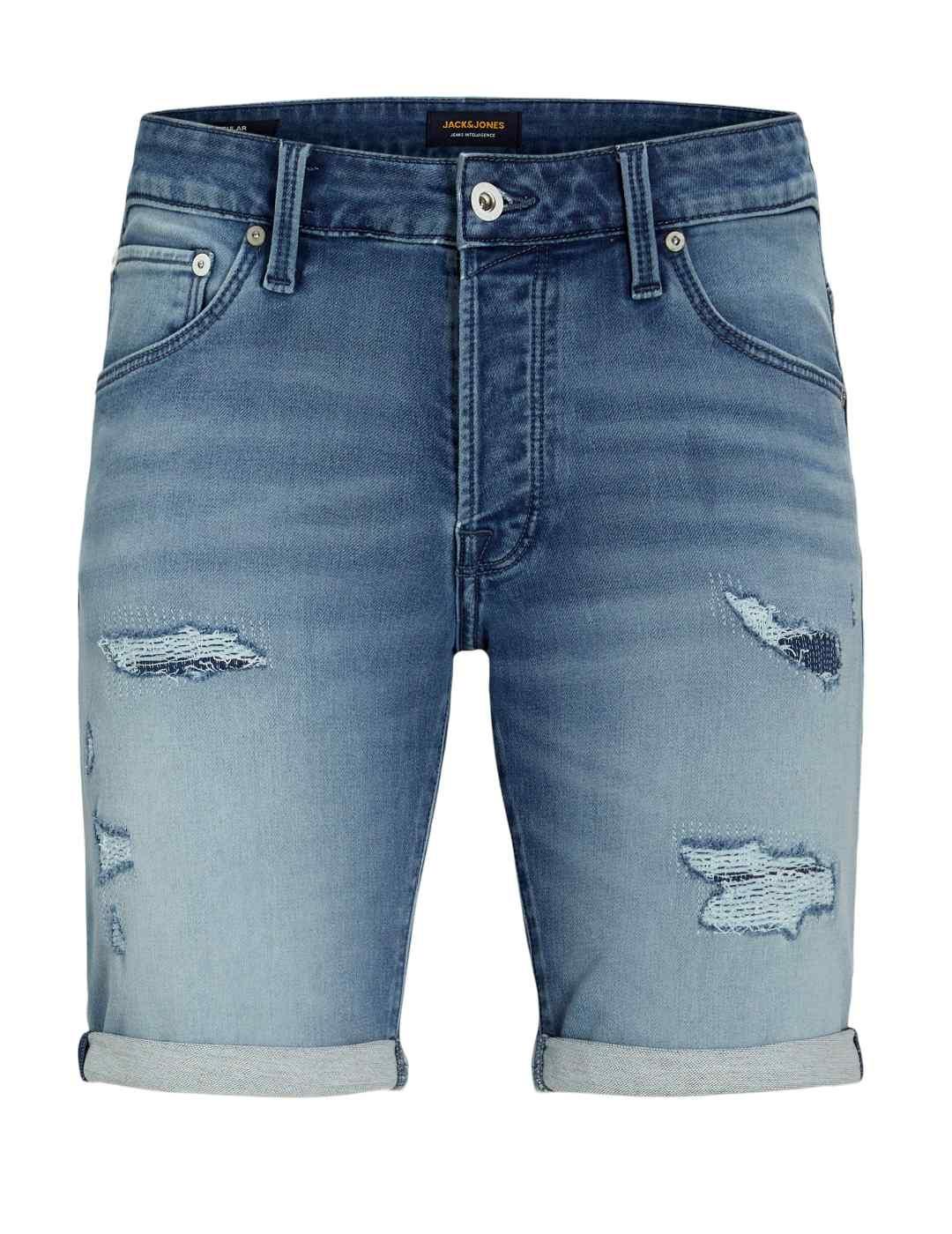 Bermuda Jack&Jones Rick vaquero azul medio rotos para hombre