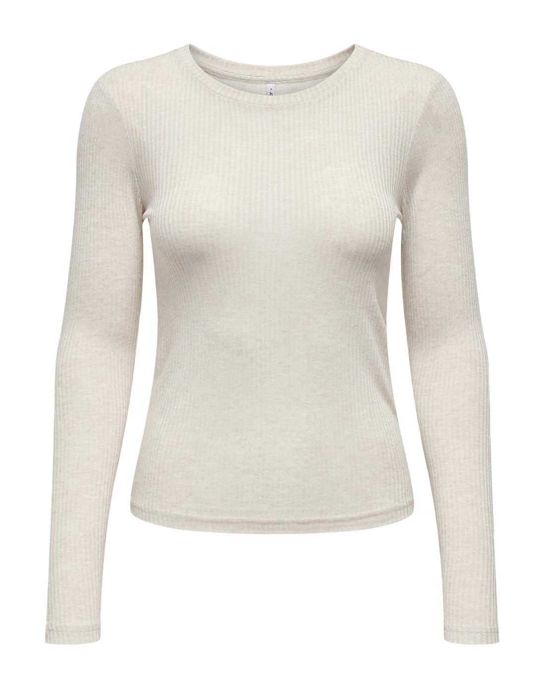 Camiseta Only Alberte beige manga larga de mujer