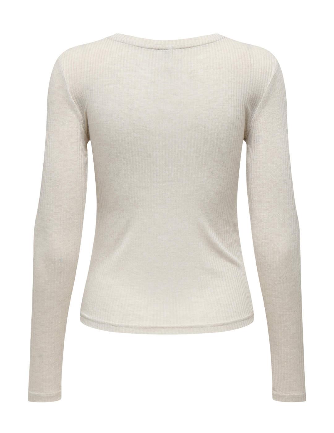 Camiseta Only Alberte beige manga larga de mujer