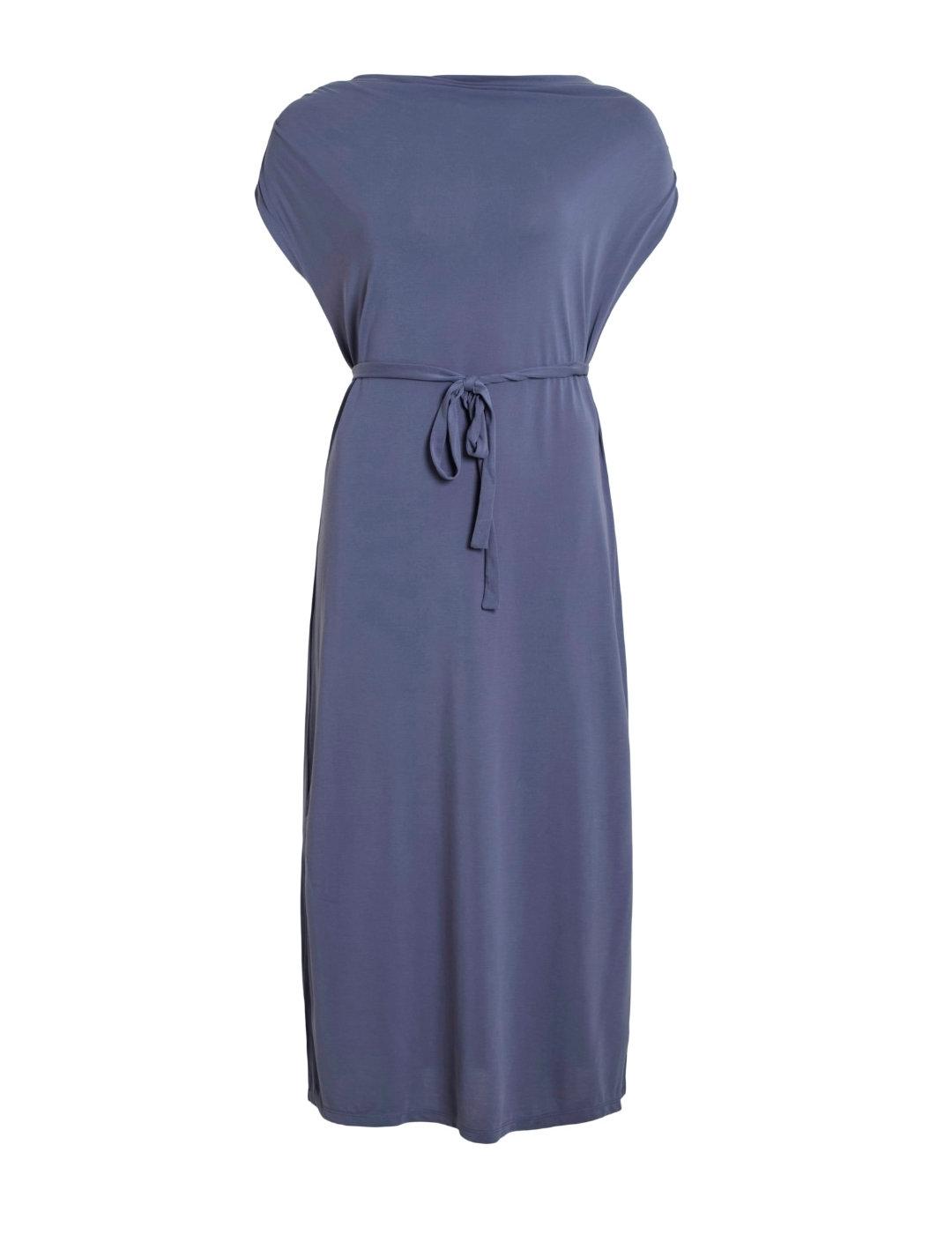 Vestido Vila Modala azul midi con cordón de ajuste de mujer