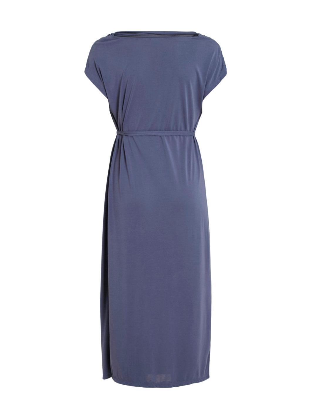 Vestido Vila Modala azul midi con cordón de ajuste de mujer