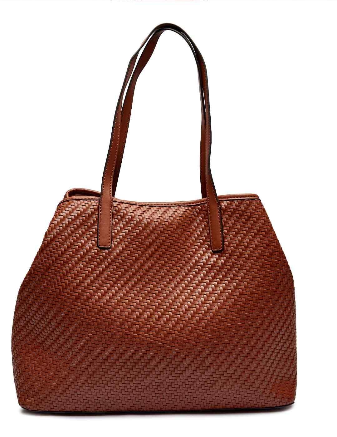 Bolso maxi Guess Vikky cognac de hombro para mujer