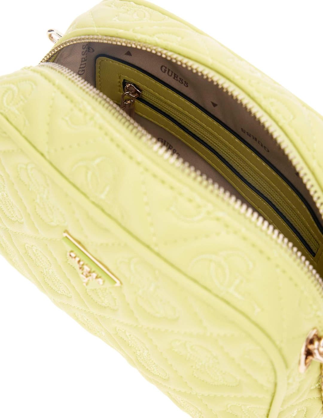 Bolso bandolera Guess Adelasia verde flúor para mujer
