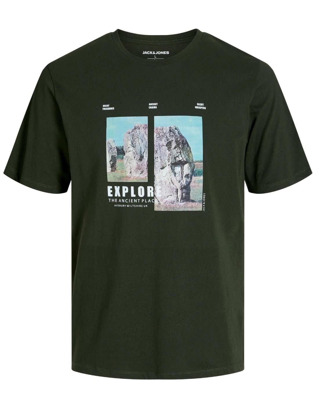 Camiseta Jack&Jones Ryu verde oscuro manga corta para hombre