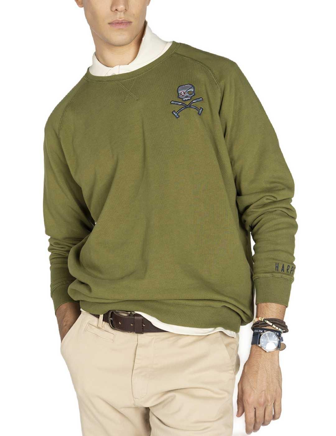 Sudadera Harper Hurricane verde sin capucha logo para hombre