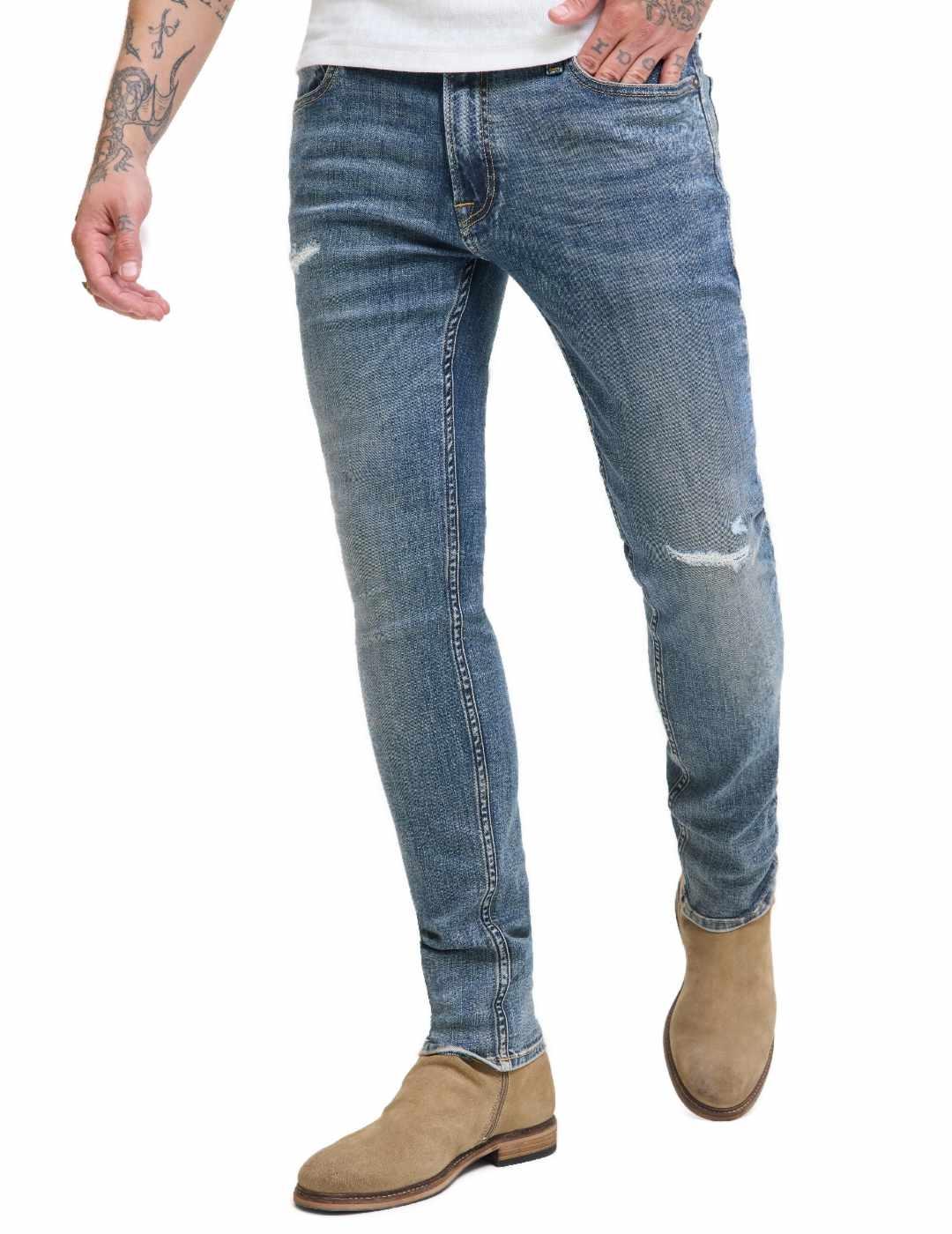 Vaquero Jack&Jones Liam azul medio rotos skinny para hombre
