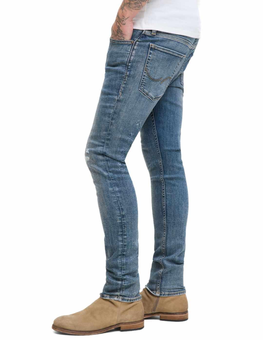Vaquero Jack&Jones Liam azul medio rotos skinny para hombre