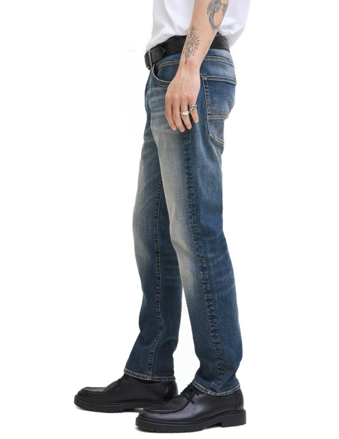 Vaquero Jack&Jones Mike azul desgastado recto para hombre