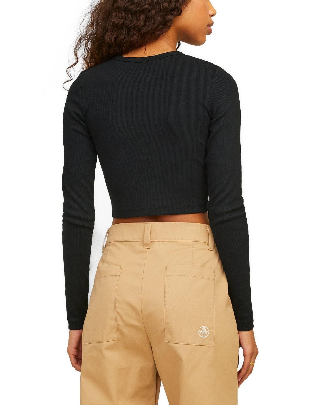 Top JJXX Feline negro cropped manga larga para mujer