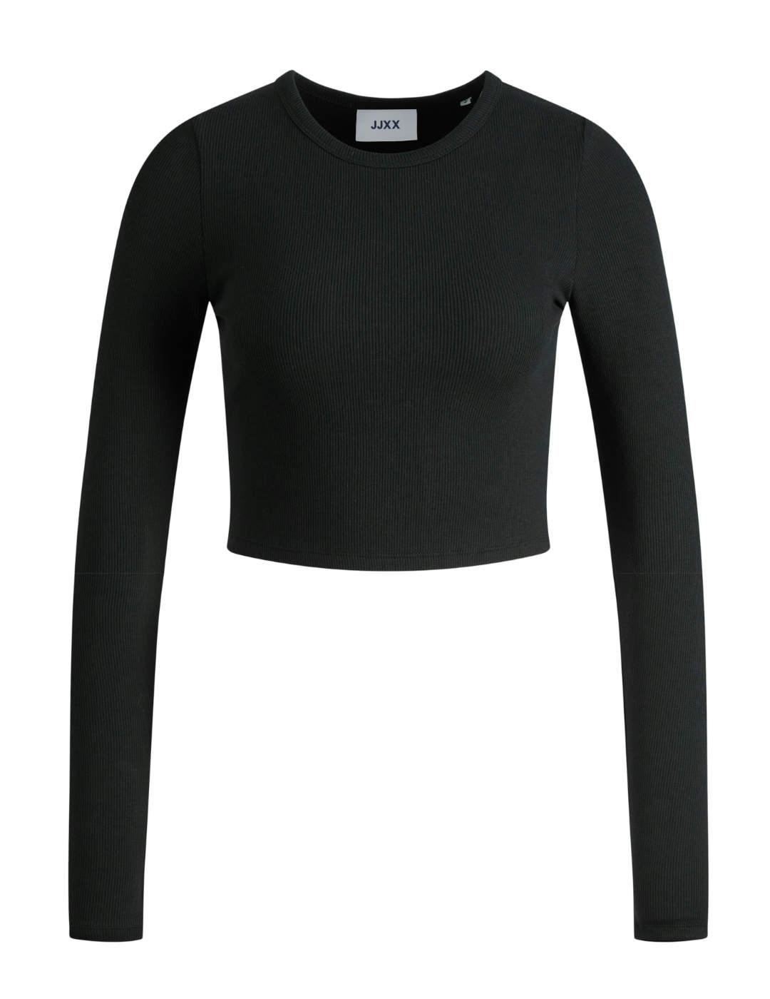 Top JJXX Feline negro cropped manga larga para mujer