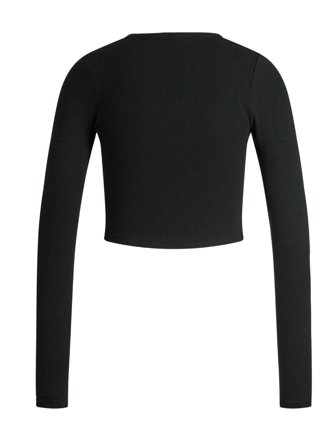 Top JJXX Feline negro cropped manga larga para mujer