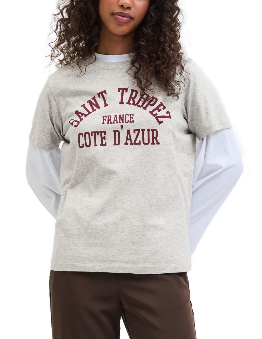 Camiseta JJXX Merle gris manga corta para mujer