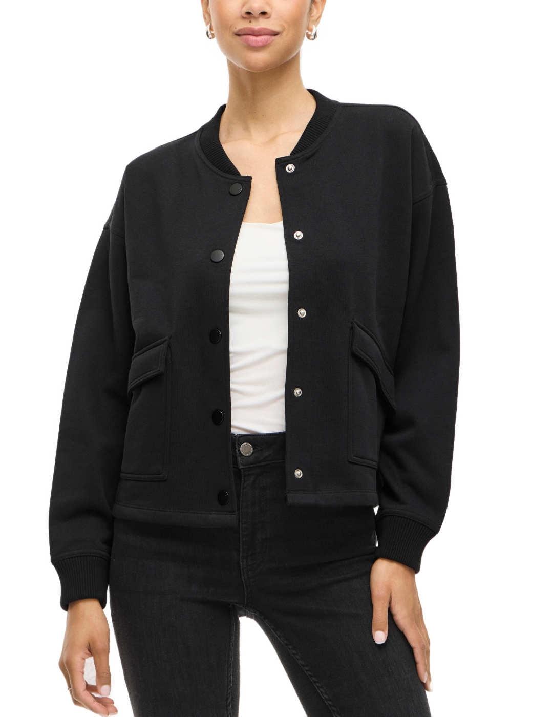 Bomber Vila Odessia negra botones y bolsillos para mujer