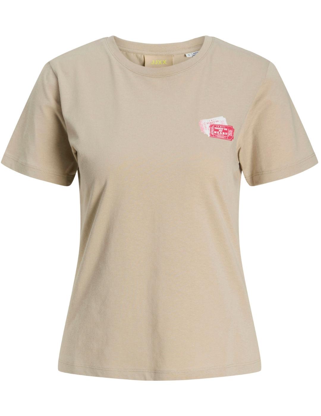 Camiseta JJXX beige manga corta para mujer