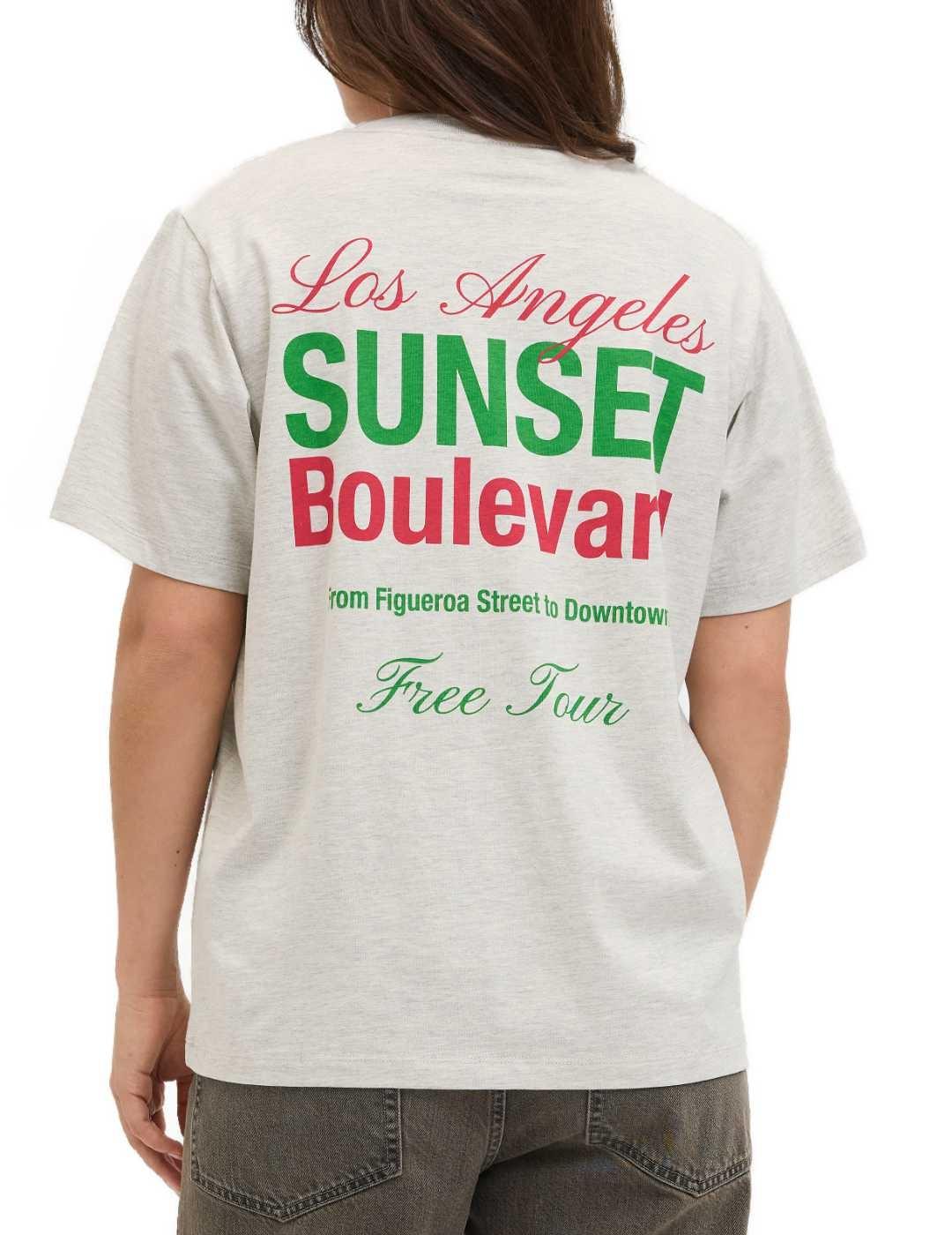 Camiseta JJXX gris jaspeado oversized para mujer