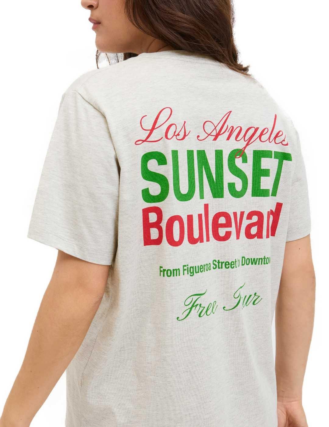 Camiseta JJXX gris jaspeado oversized para mujer