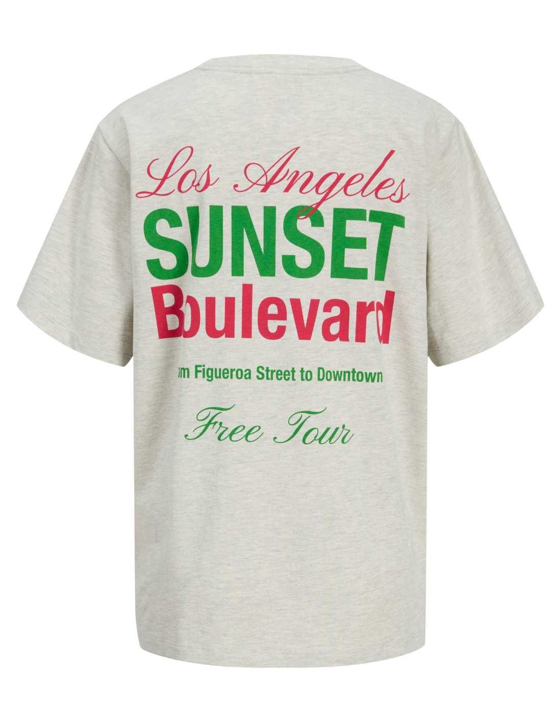 Camiseta JJXX gris jaspeado oversized para mujer