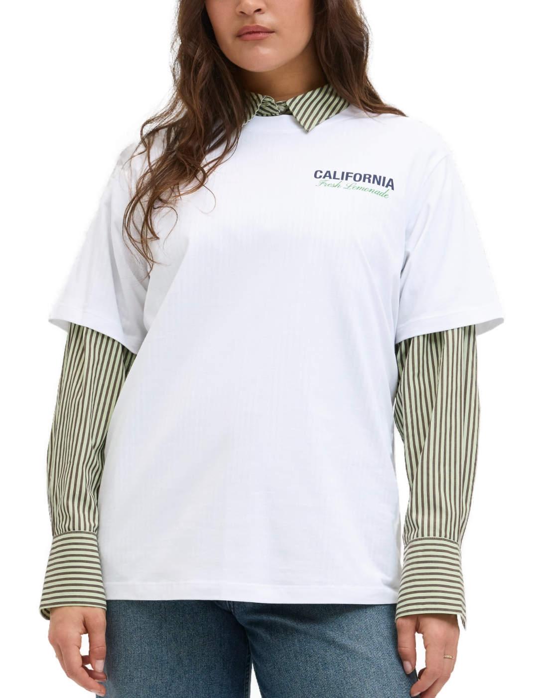 Camiseta JJXX blanca oversized para mujer