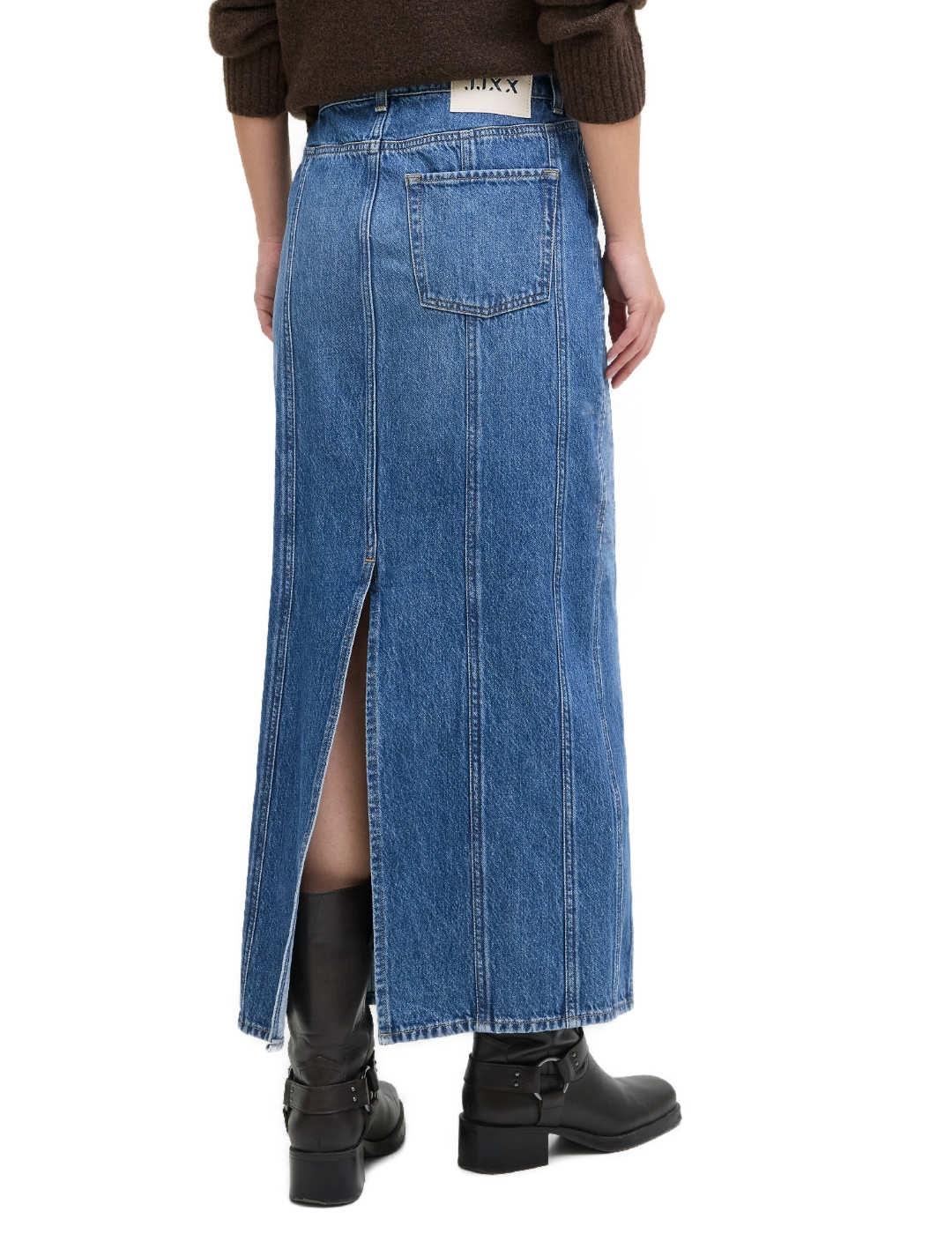 Falda larga JJXX Cana denim azul medio costuras para mujer