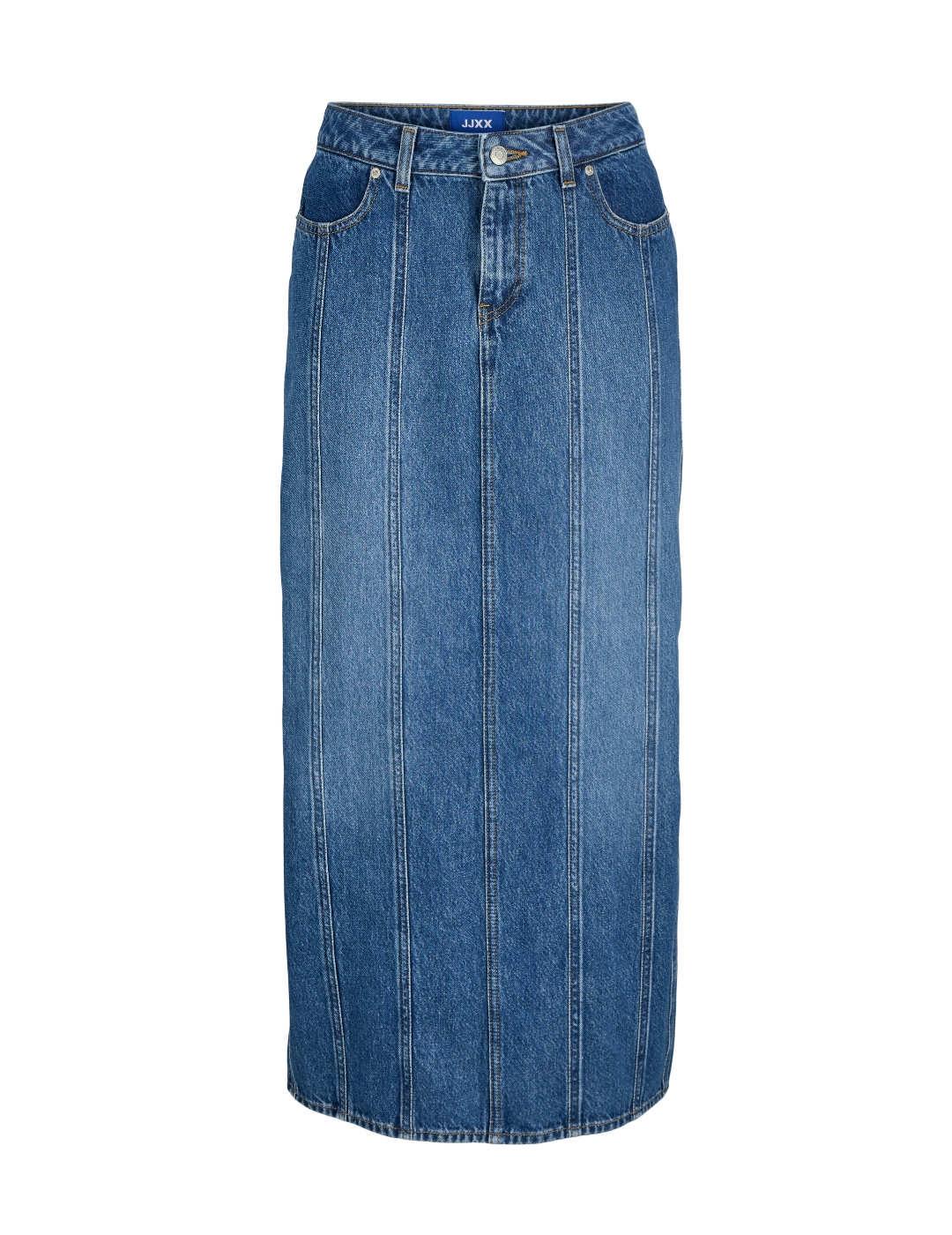 Falda larga JJXX Cana denim azul medio costuras para mujer