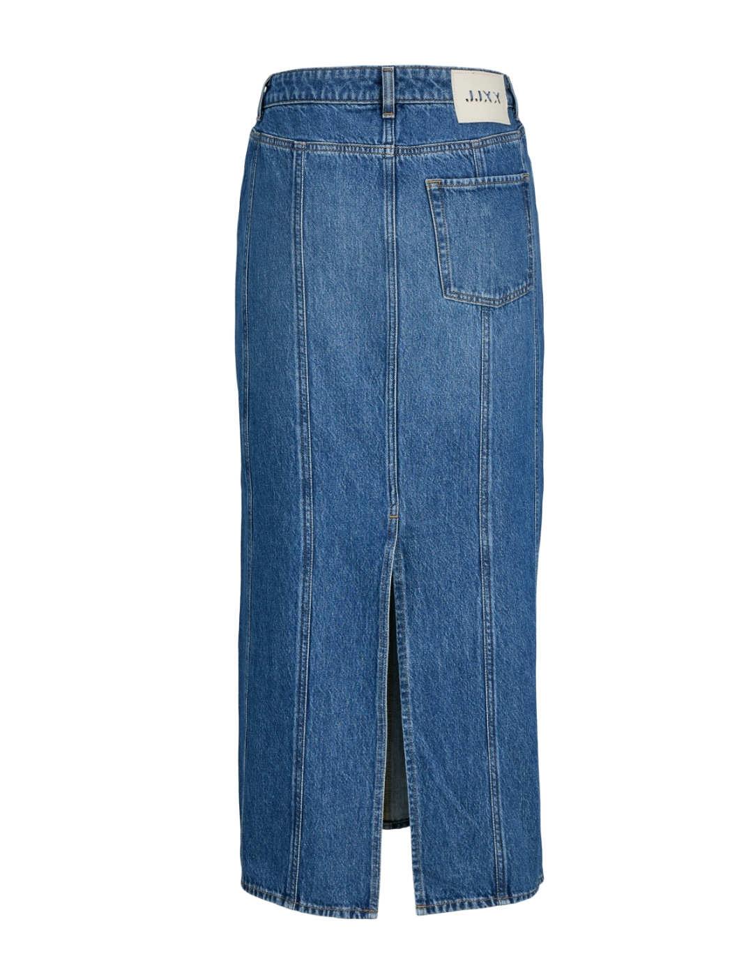 Falda larga JJXX Cana denim azul medio costuras para mujer