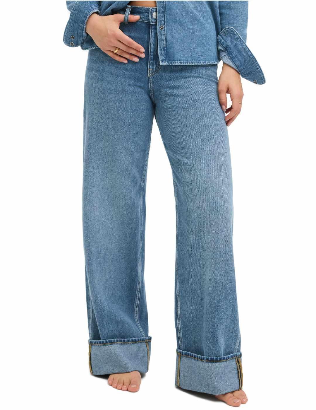 Vaquero JJXX Tokyo azul medio wide fit dobladillo para mujer