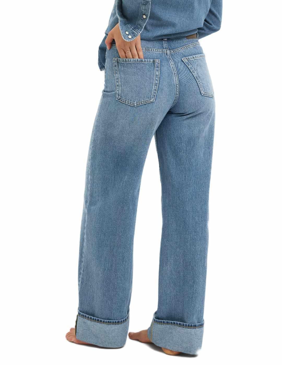 Vaquero JJXX Tokyo azul medio wide fit dobladillo para mujer