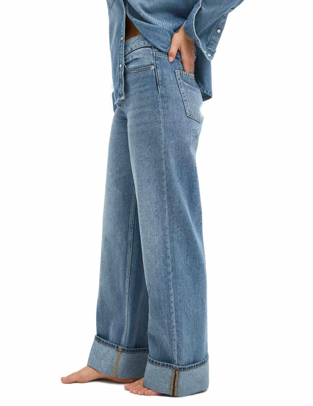 Vaquero JJXX Tokyo azul medio wide fit dobladillo para mujer