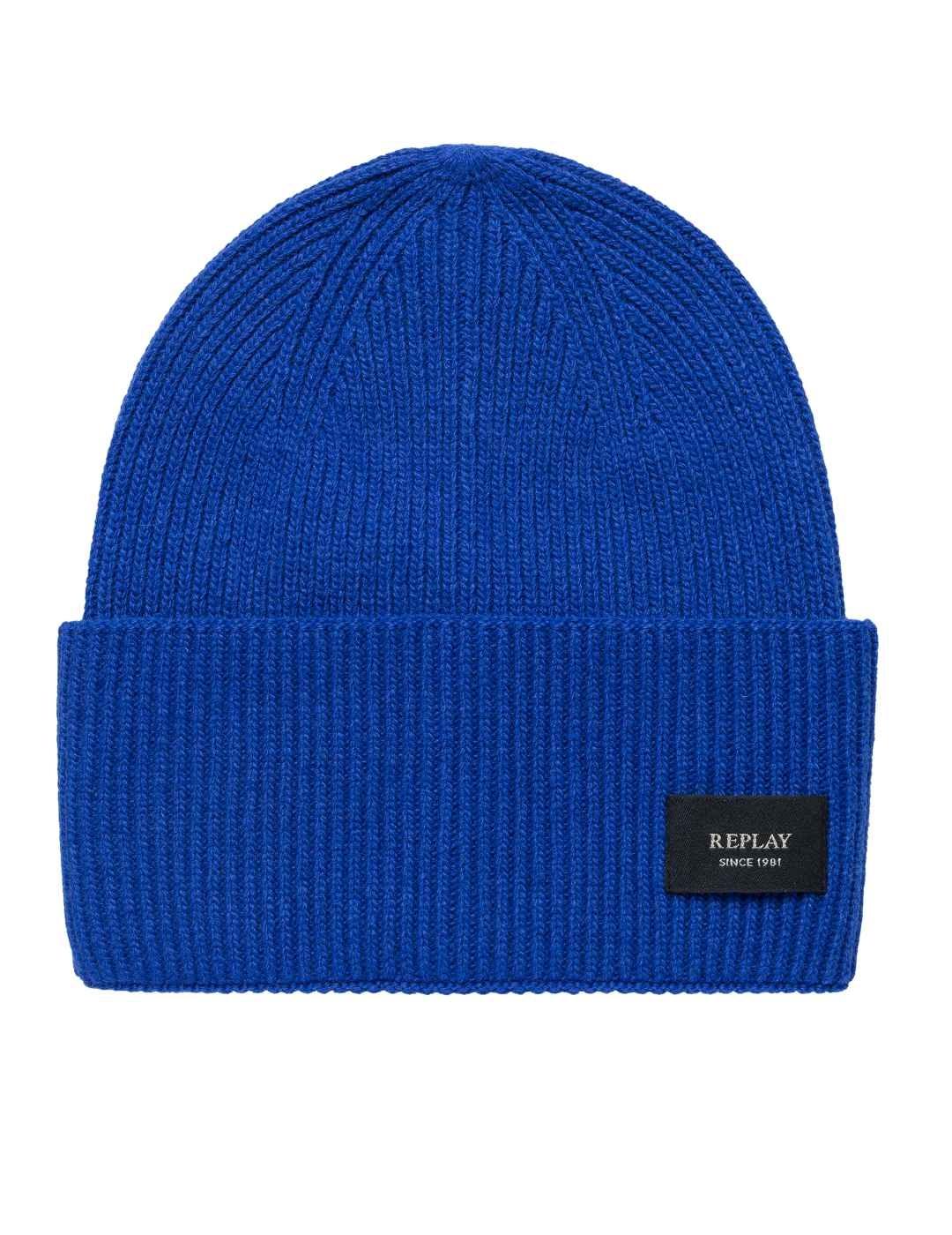 Gorro Replay de punto azul eléctrico dobladillo unisex