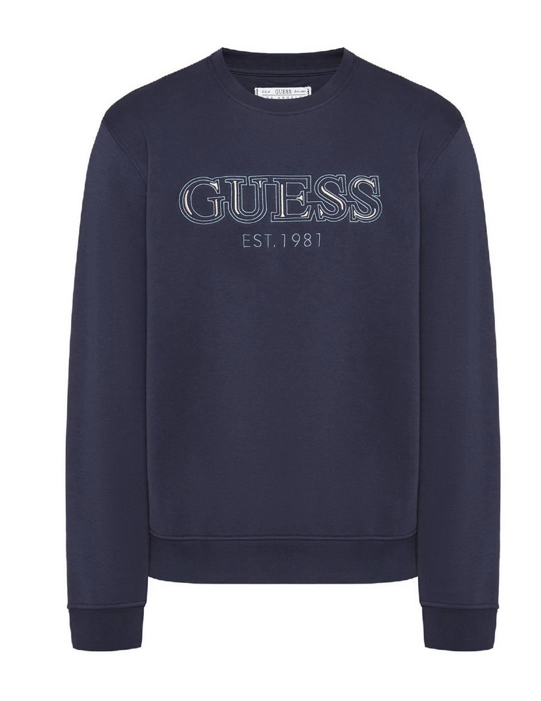 Sudadera Guess CN Basic azul logo bordado para hombre