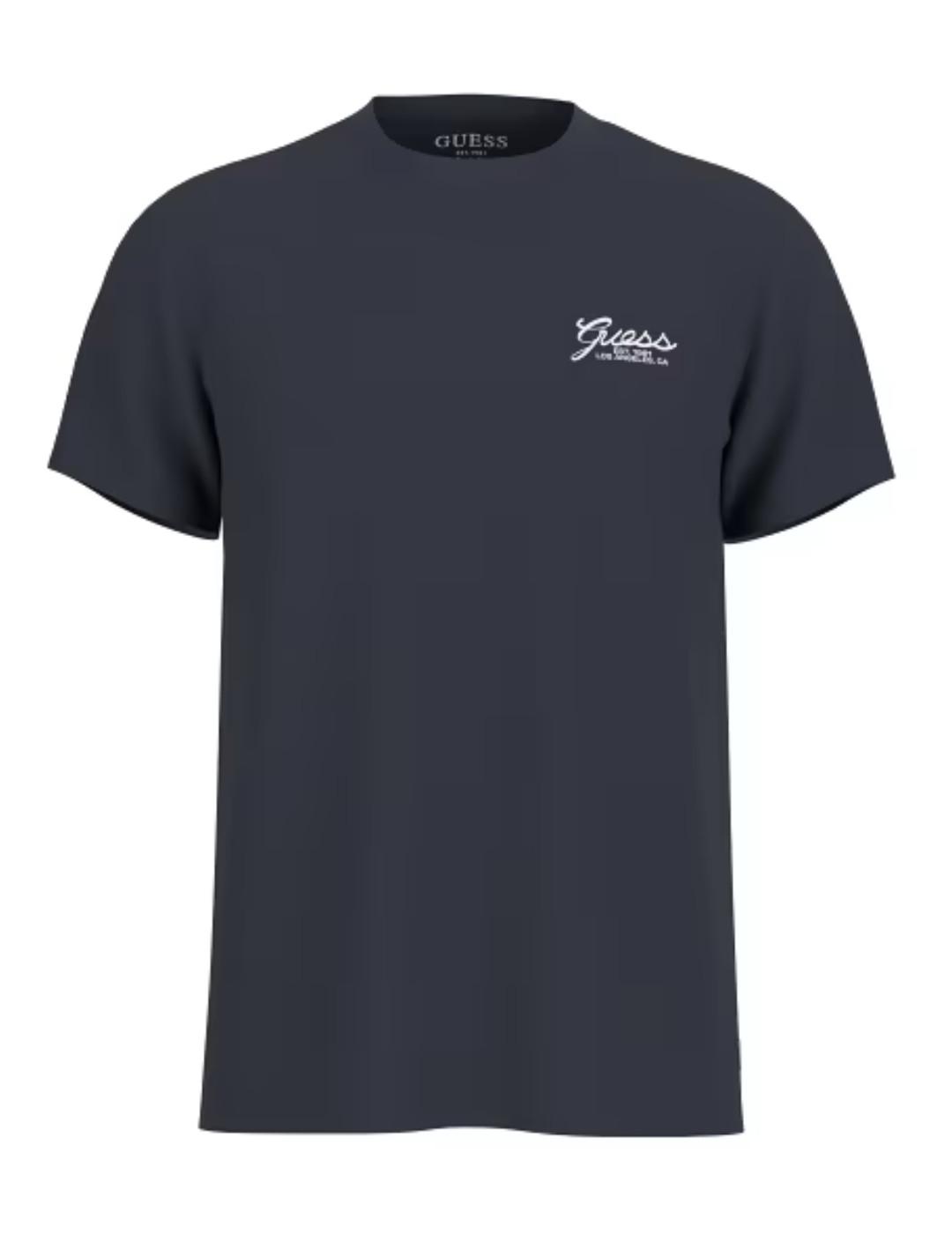 Camiseta Guess Script Logo azul marino manga corta de hombre