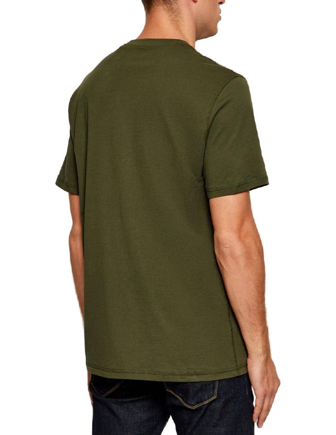 Camiseta Guess Embroidery corte recto verde de hombre