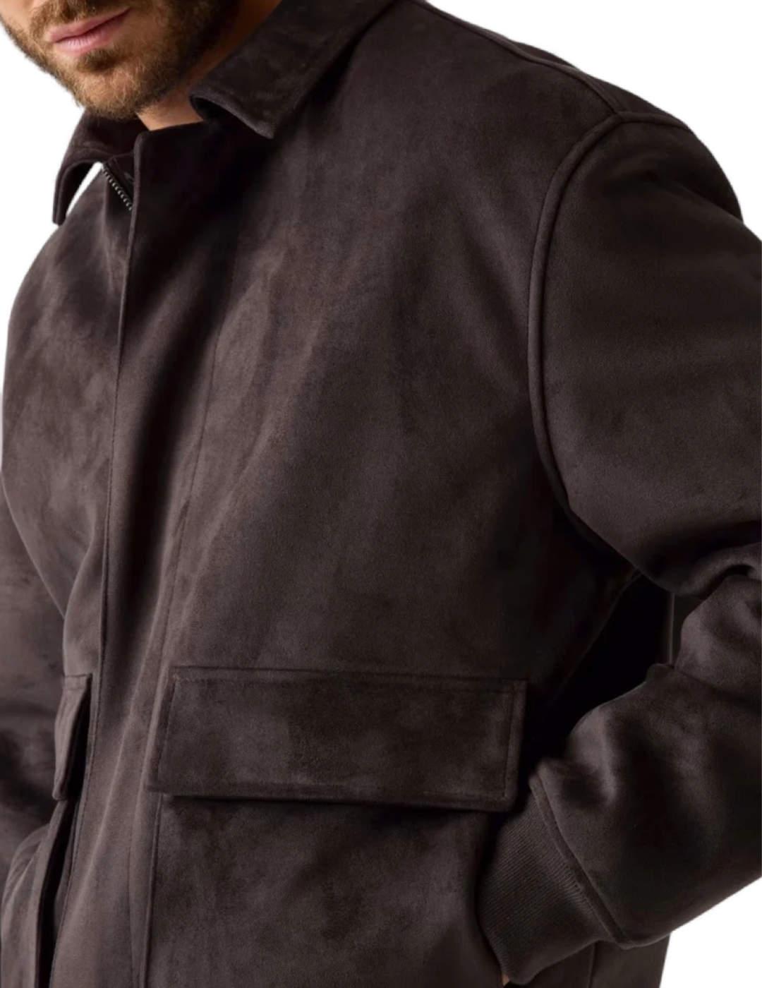 Chaqueta Guess Ryan Faux marrón de ante para hombre