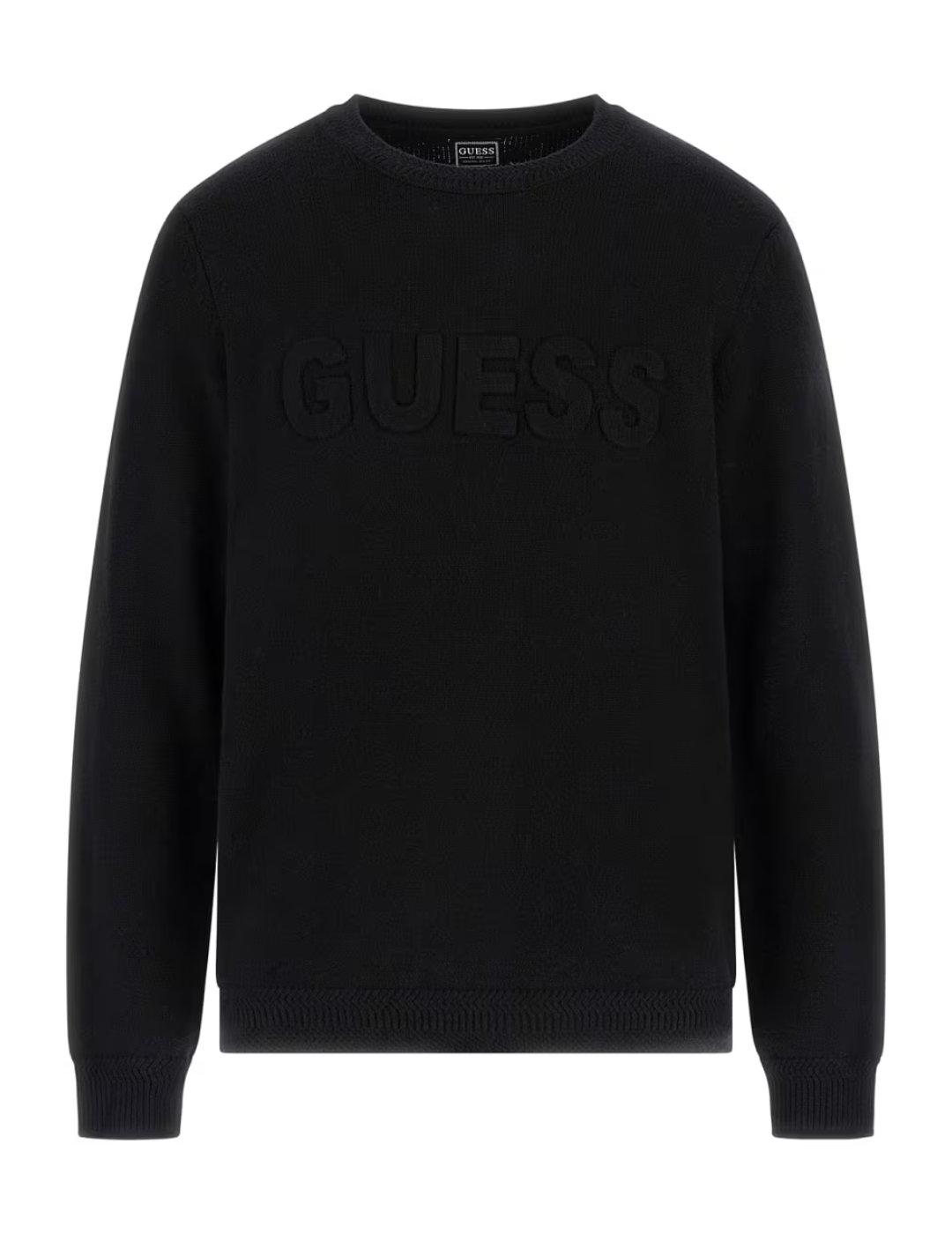 Jersey Guess con logo 3D en relieve negro de hombre