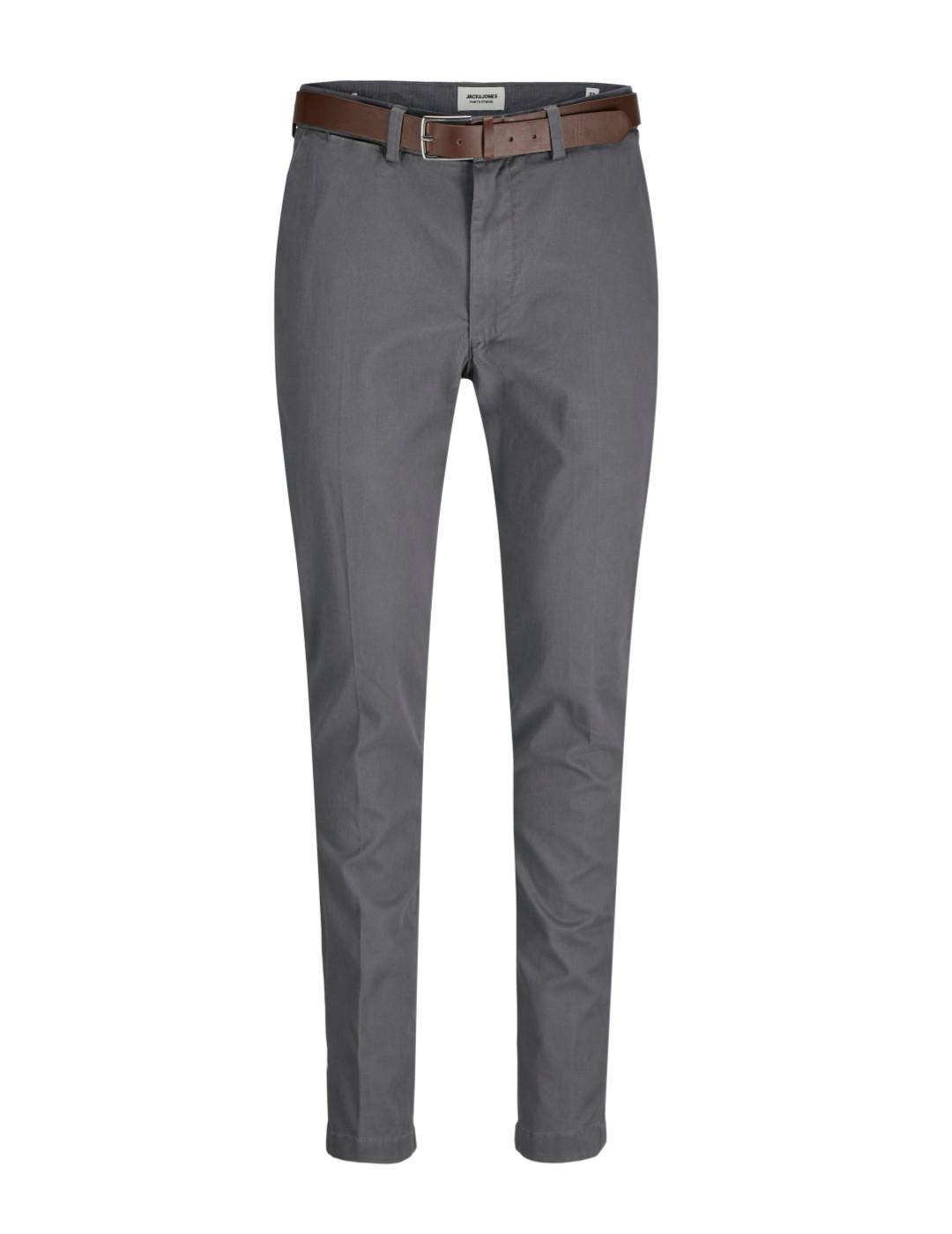 Pantalón Jack&Jones Marco chino gris con cinturón de hombre