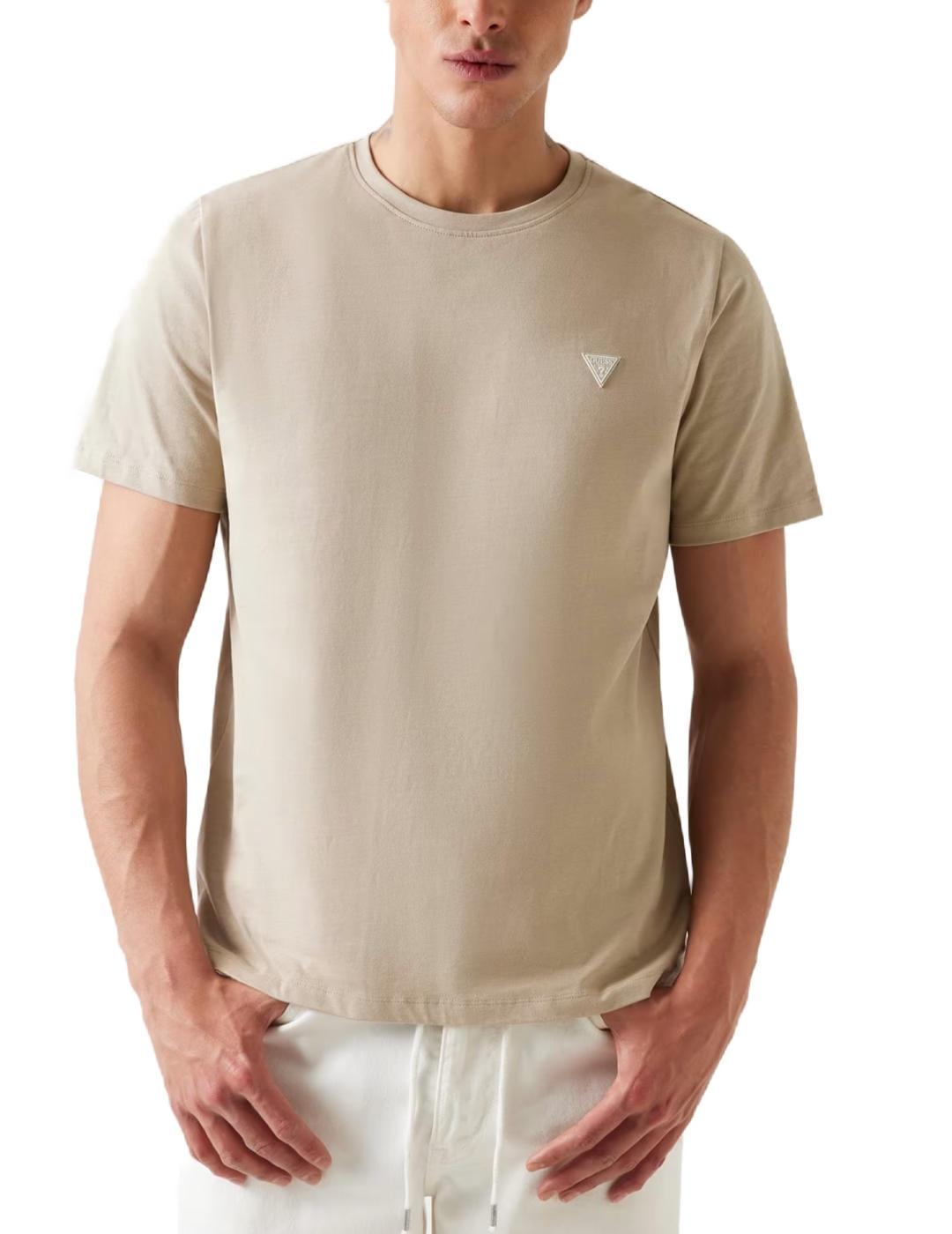 Camiseta Guess Patch Tee beige manga corta para hombre