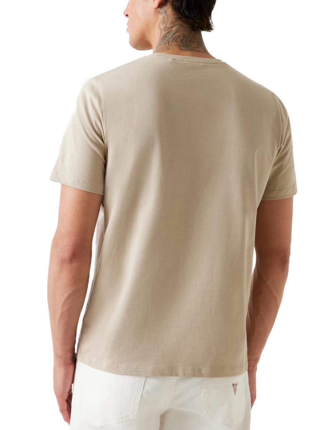 Camiseta Guess Patch Tee beige manga corta para hombre