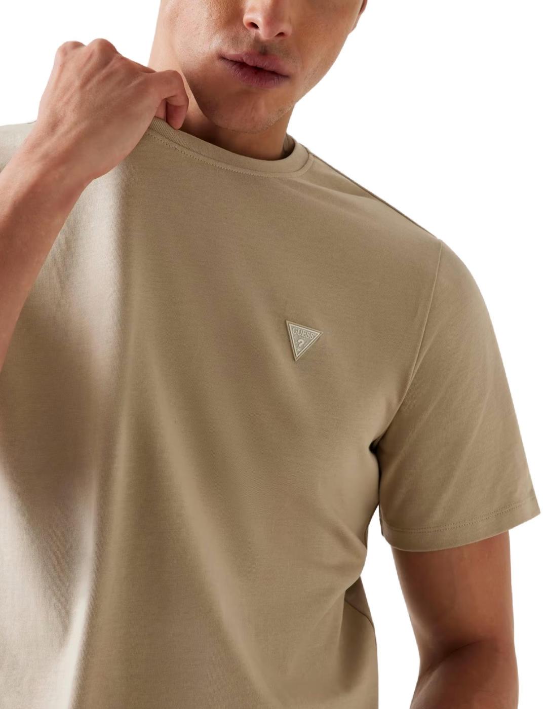 Camiseta Guess Patch Tee beige manga corta para hombre