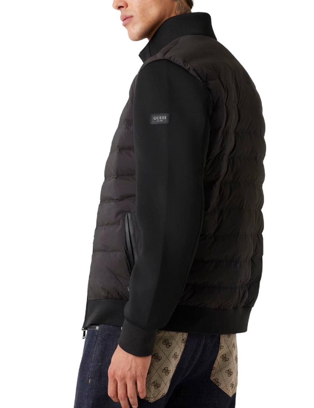 Chaqueta bomber Guess Quilted negra guateada para hombre