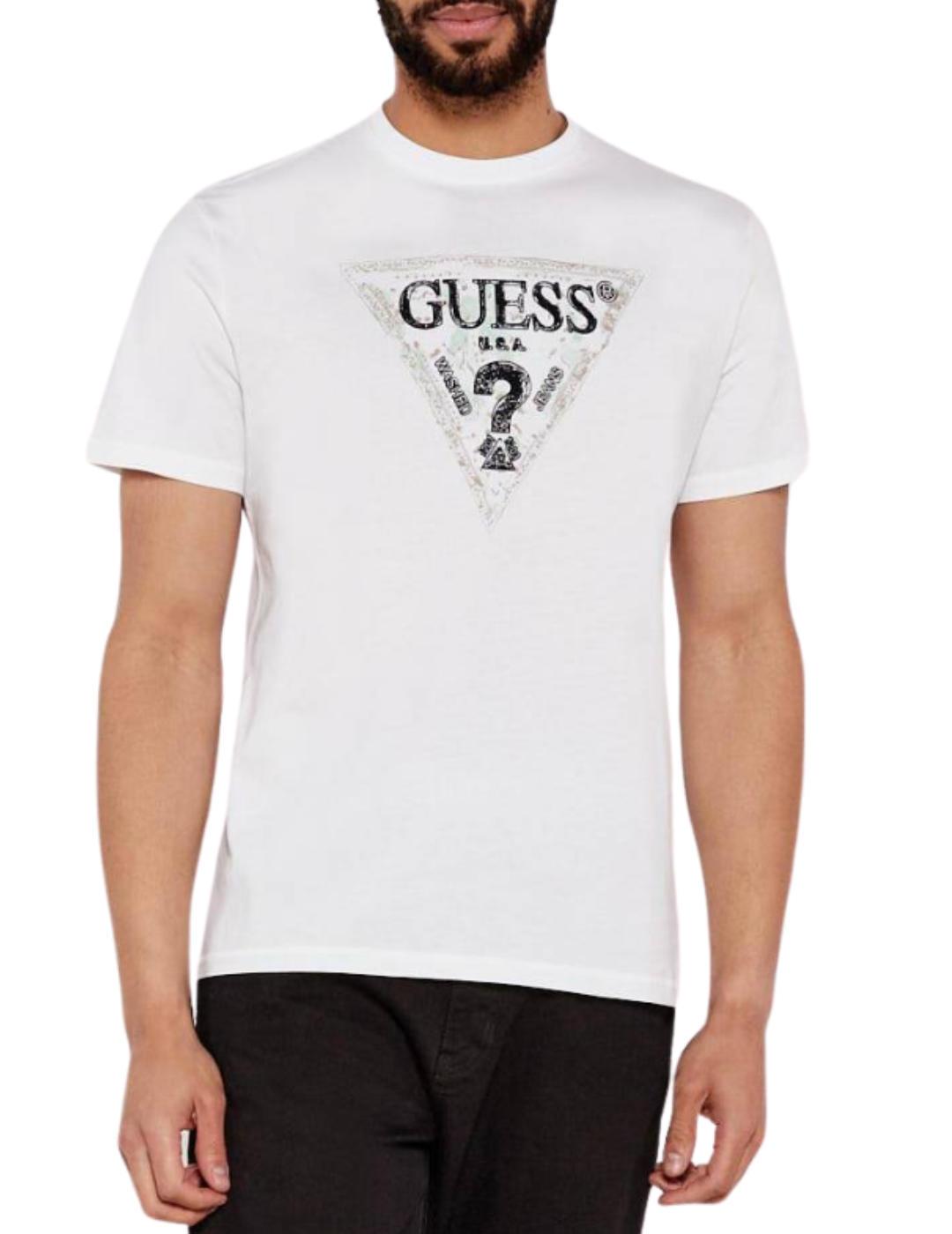 Camiseta Guess Triangle Tee blanca manga corta para hombre