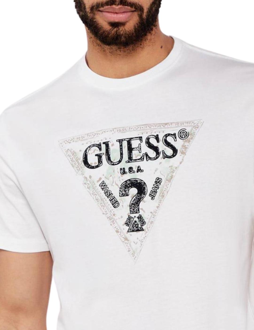 Camiseta Guess Triangle Tee blanca manga corta para hombre