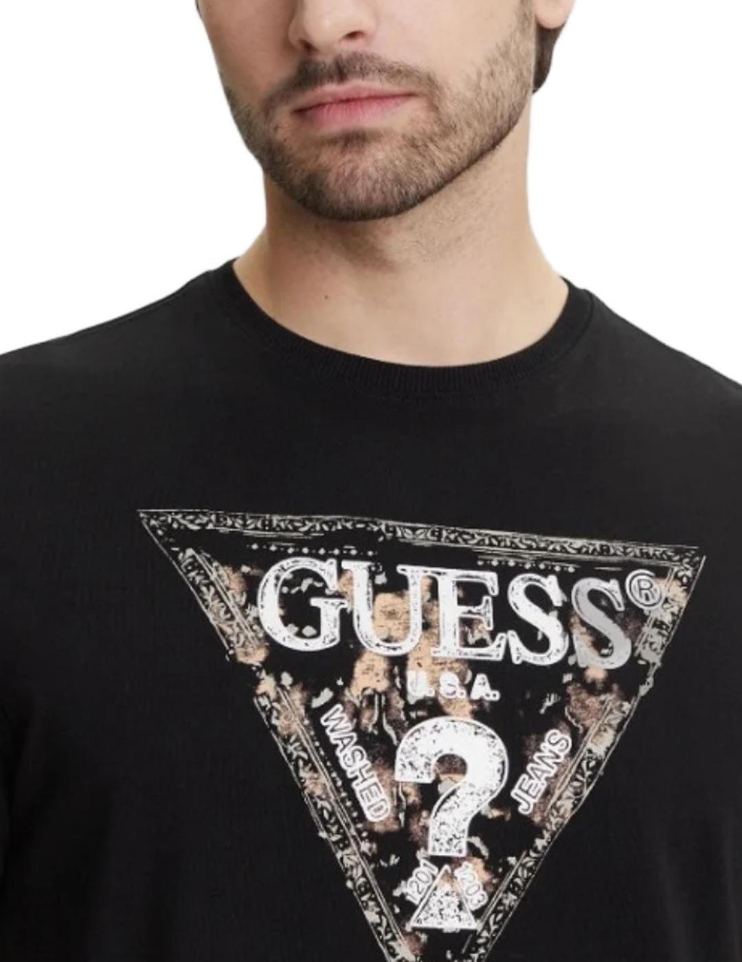 Camiseta Guess Triangle negra manga corta para hombre
