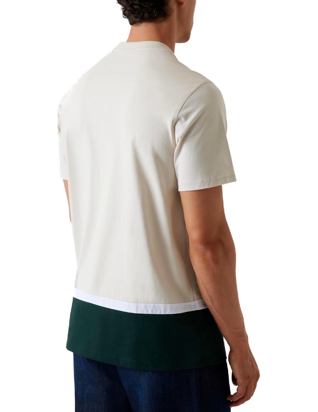 Camiseta Guess Color Block blanca manga corta para hombre