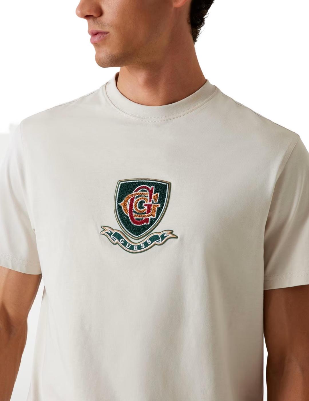 Camiseta Guess Color Block blanca manga corta para hombre